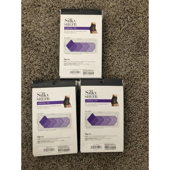 3X West Loop SHEER Control Top, Smooth, Silky Leg, Sheer Toe -JET BLACK, Size B - Picture 3 of 4